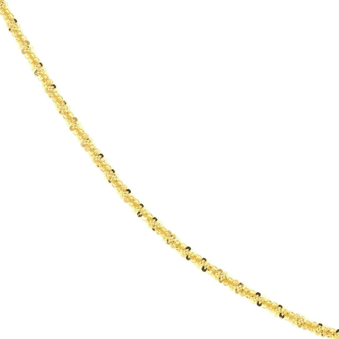 14K Yellow Gold 1.5mm Solid Margarita Sparkle Twisted Rock Chain Image 2