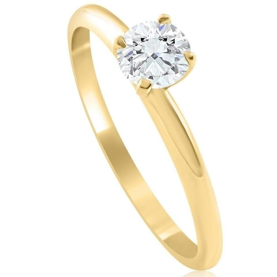 14k Yellow Gold 5/8Ct Round-Cut Solitaire Diamond Engagement Ring High Polished Image 3