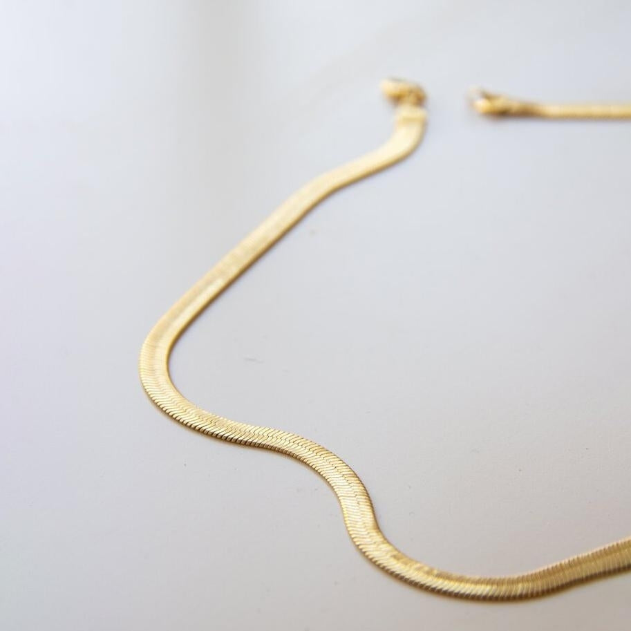 14K Yellow Gold Clad 925 Silver 6MM Flexible Herringbone Chain Image 2