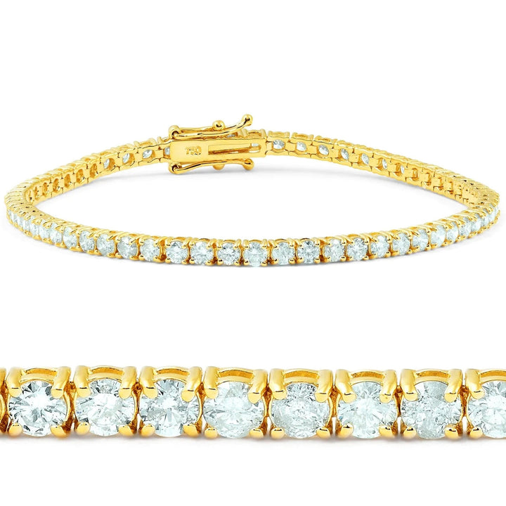 14K Yellow Gold Diamond 3mm Tennis Bracelet and Necklace Image 1