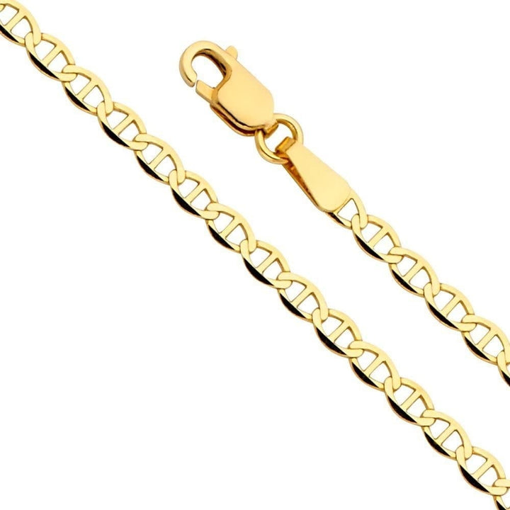 14K Yellow Gold Over 925 Silver Flat Mariner Chain 2MM Image 1