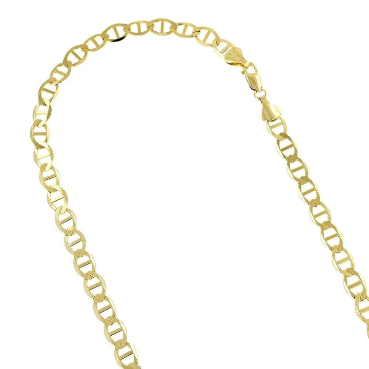 14K Yellow Gold Over 925 Silver Flat Mariner Chain 2MM Image 2