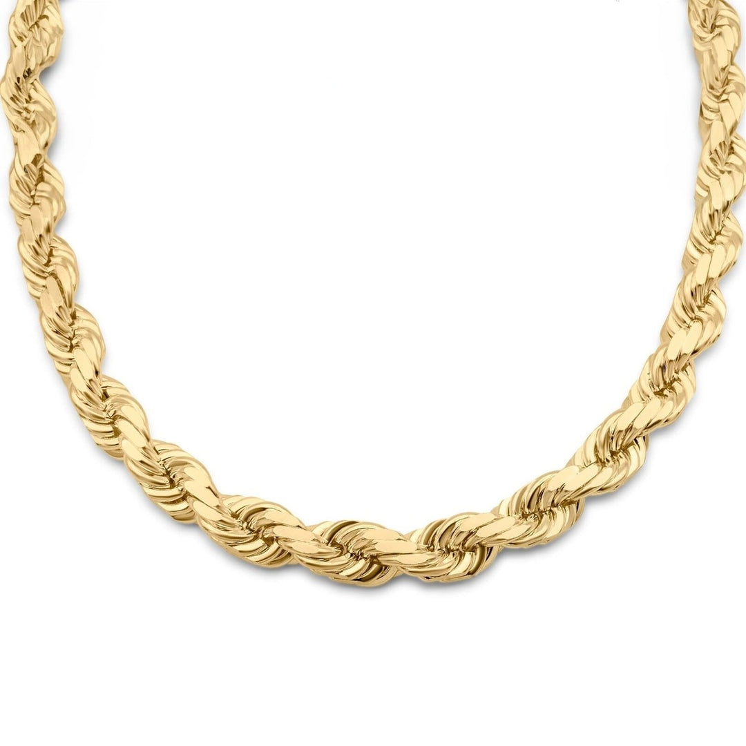 14k Yellow Gold Plated Over 925 Sterling Silver Rope Chain Mens Necklace 6.5mm Image 2