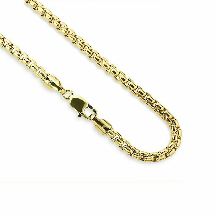 14K Yellow Solid Gold Round Box Link Chain Necklace 2.00mm Image 1