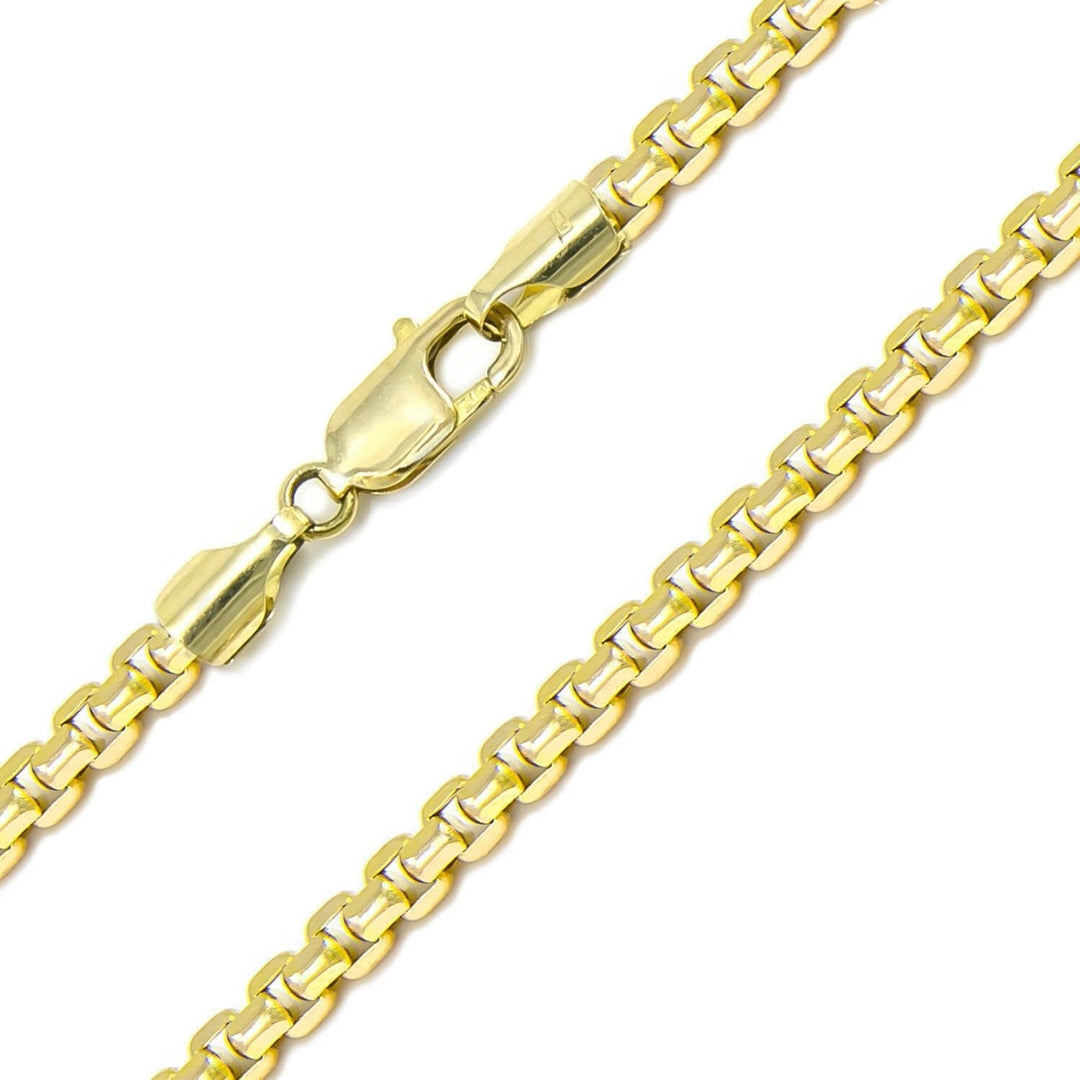 14K Yellow Solid Gold Round Box Link Chain Necklace 2.00mm Image 2