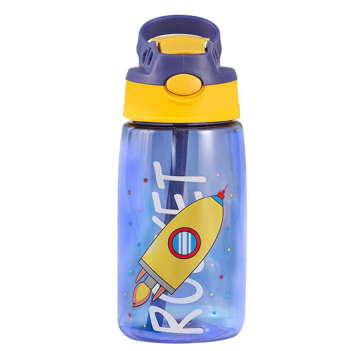 16.2oz Leak-proof Kids Water Bottle with Straw Push Button Image 3