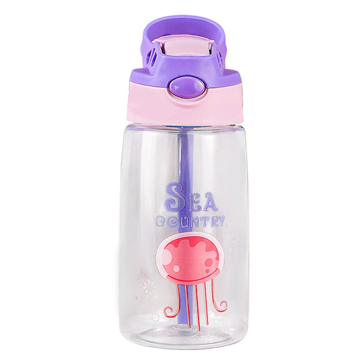 16.2oz Leak-proof Kids Water Bottle with Straw Push Button Image 4