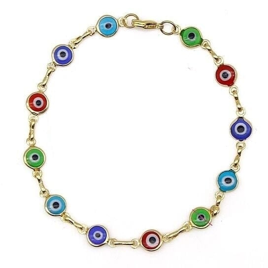 18k Gold Filled High Polish Finsh Evil Eye Bracelet Image 1