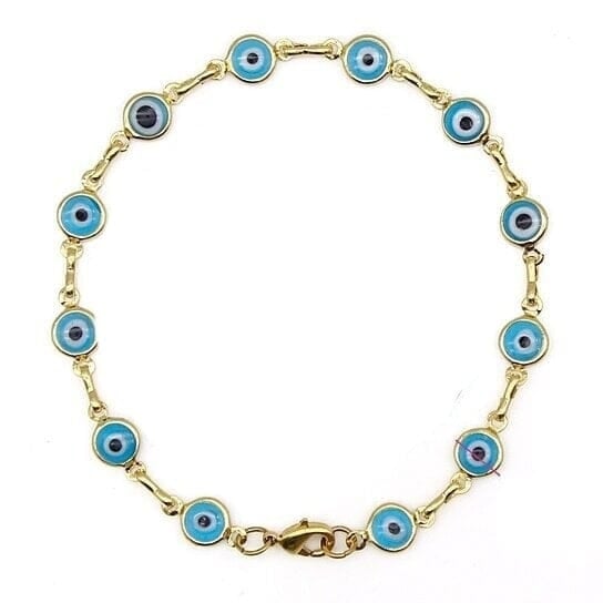 18k Gold Filled High Polish Finsh Evil Eye Bracelet Image 2