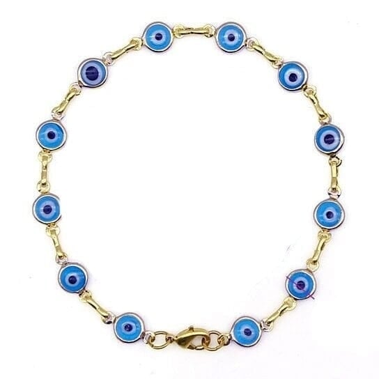 18k Gold Filled High Polish Finsh Evil Eye Bracelet Image 3