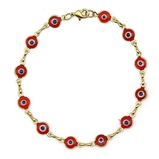 18k Gold Filled High Polish Finsh Evil Eye Bracelet Image 4