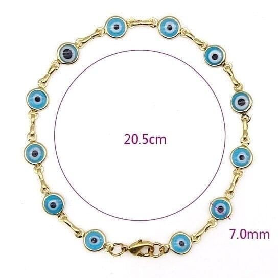 18k Gold Filled High Polish Finsh Evil Eye Bracelet Image 4