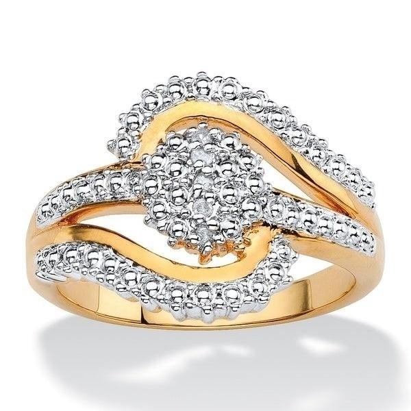 18K Gold Plated 0.15 Ct Diamond Accent Swirl Ring Image 1