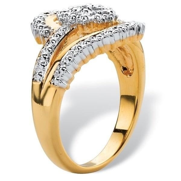 18K Gold Plated 0.15 Ct Diamond Accent Swirl Ring Image 2