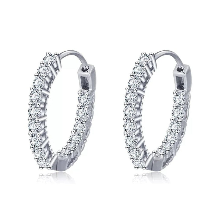 18kt Gold Plated Cubic Zirconia In And Out Hoop Earrings Image 1