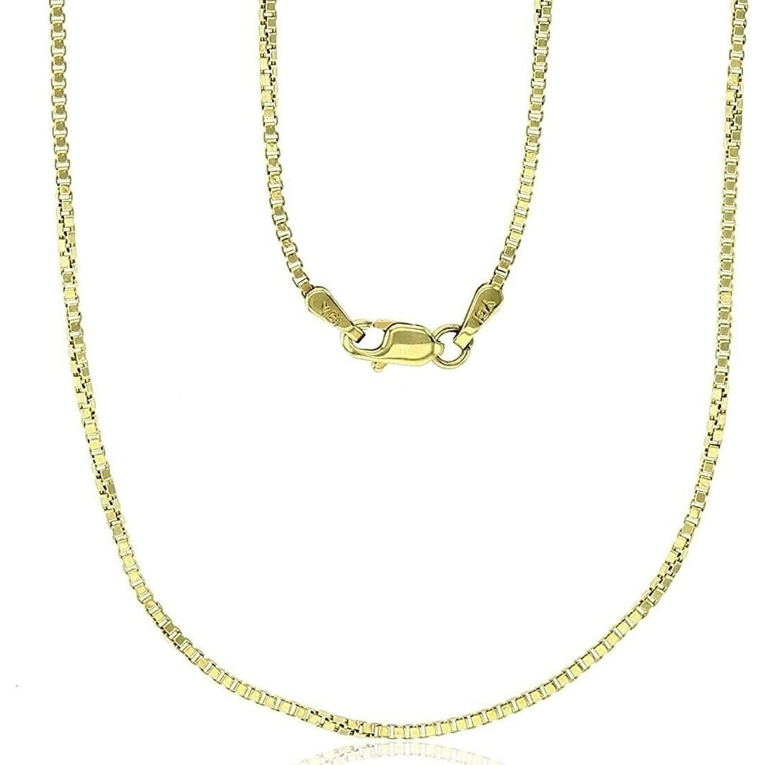 18K Solid Gold Box Chain Necklace Unisex Image 1