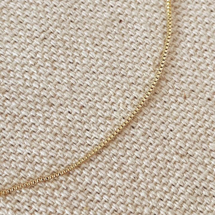 18K Solid Gold Box Chain Necklace Unisex Image 9