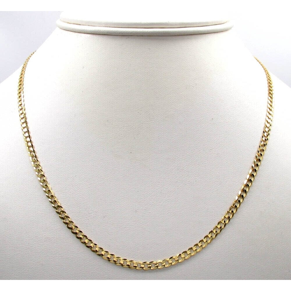 18K Solid Yellow Gold 2mm Cuban Necklace Chain Image 1