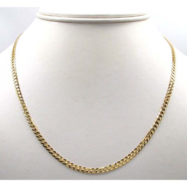 18K Solid Yellow Gold 2mm Cuban Necklace Chain Image 1