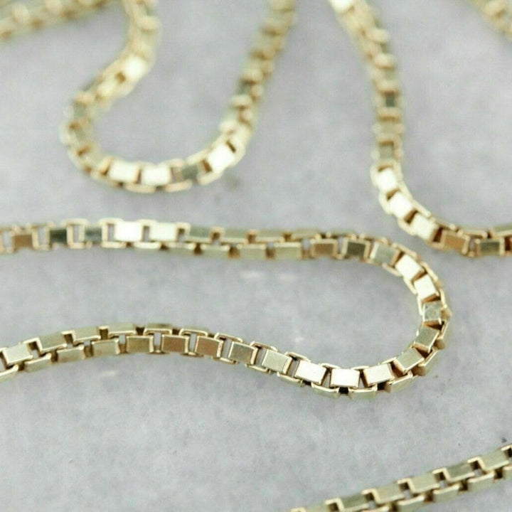 18K Solid Yellow Gold Box Necklace Real Gold Chain Image 3