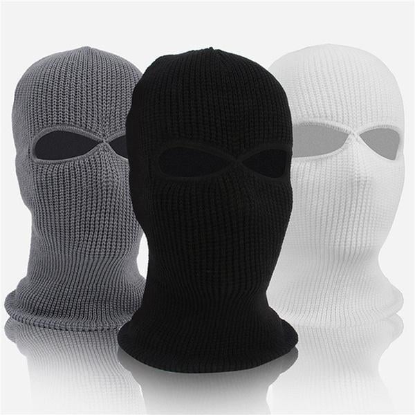 2 Holes Full Face Cover Hood Knitted Balaclava Face Mask Image 1