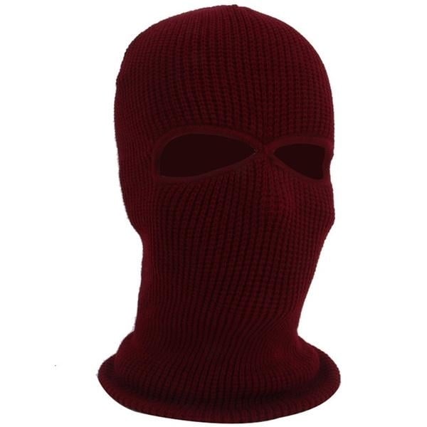 2 Holes Full Face Cover Hood Knitted Balaclava Face Mask Image 9