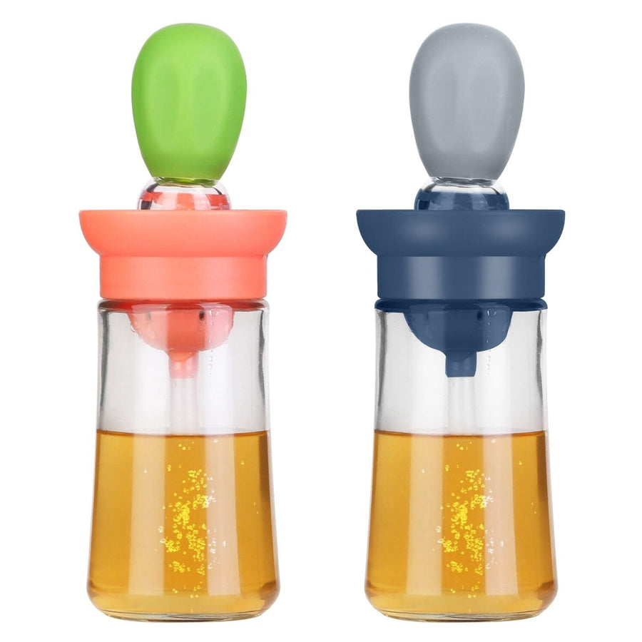 2-in-1 Glass Olive Oil Dispenser with Silicone Dropper Image 1