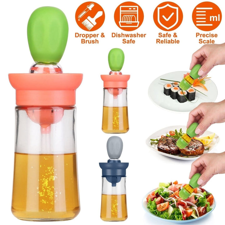 2-in-1 Glass Olive Oil Dispenser with Silicone Dropper Image 8