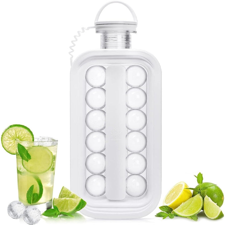 2-in-1 Portable Ice Ball Maker Kettle With 17 Grids Flat Body Lid Cooling Ice Pop/Cube Molds Image 1