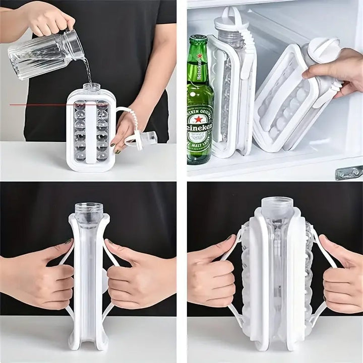 2-in-1 Portable Ice Ball Maker Kettle With 17 Grids Flat Body Lid Cooling Ice Pop/Cube Molds Image 4