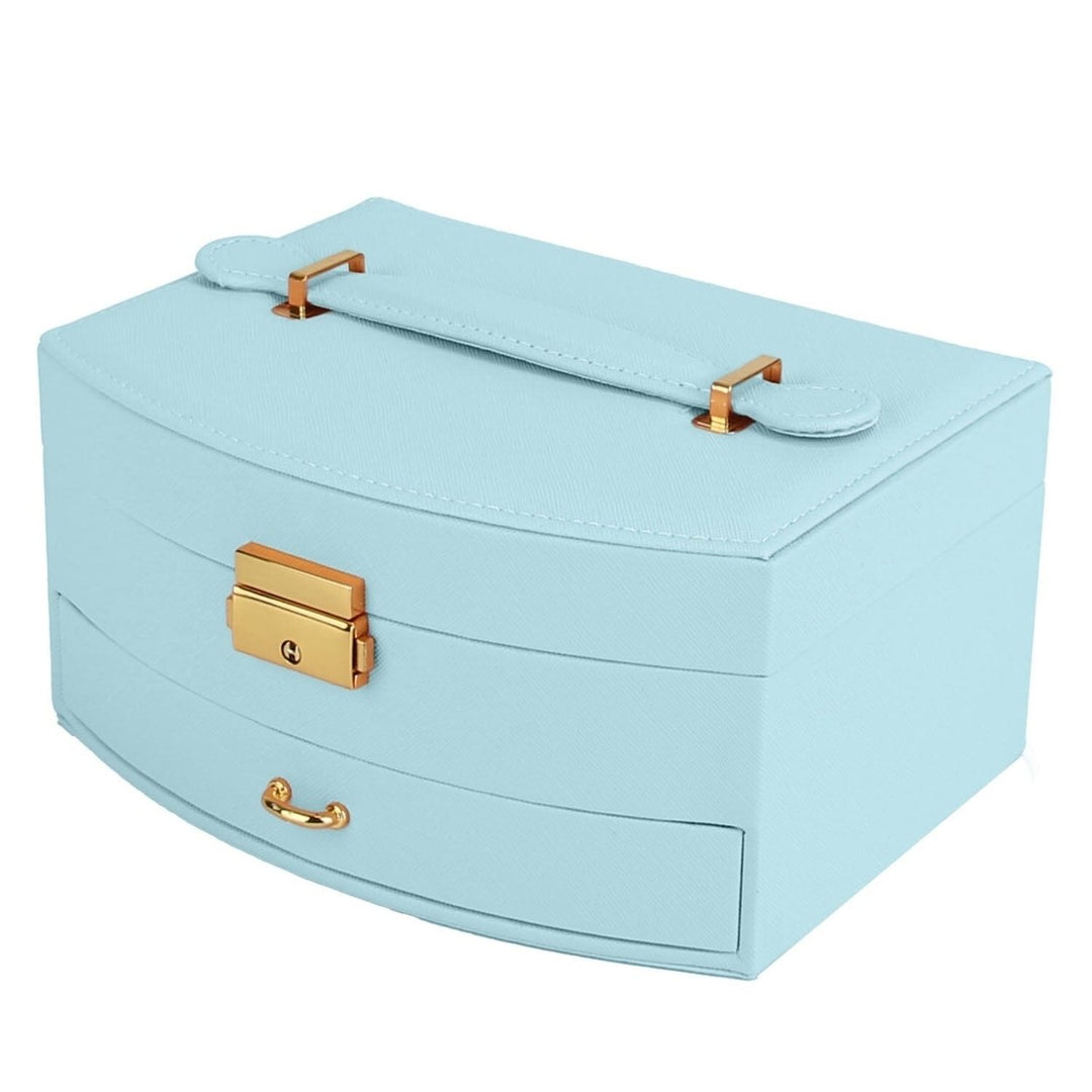 2-Layer Lockable Leather Jewelry Box Image 4