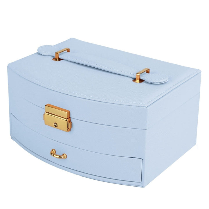 2-Layer Lockable Leather Jewelry Box Image 4