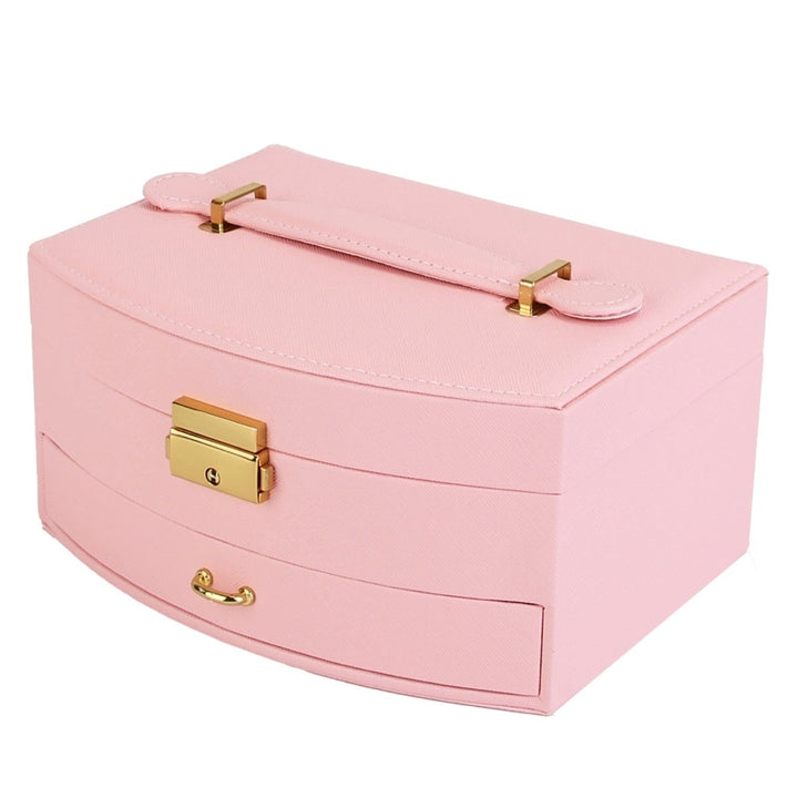 2-Layer Lockable Leather Jewelry Box Image 6