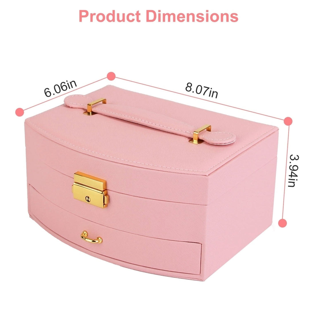 2-Layer Lockable Leather Jewelry Box Image 8