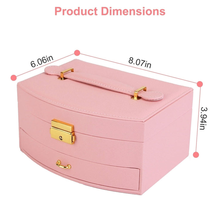 2-Layer Lockable Leather Jewelry Box Image 8