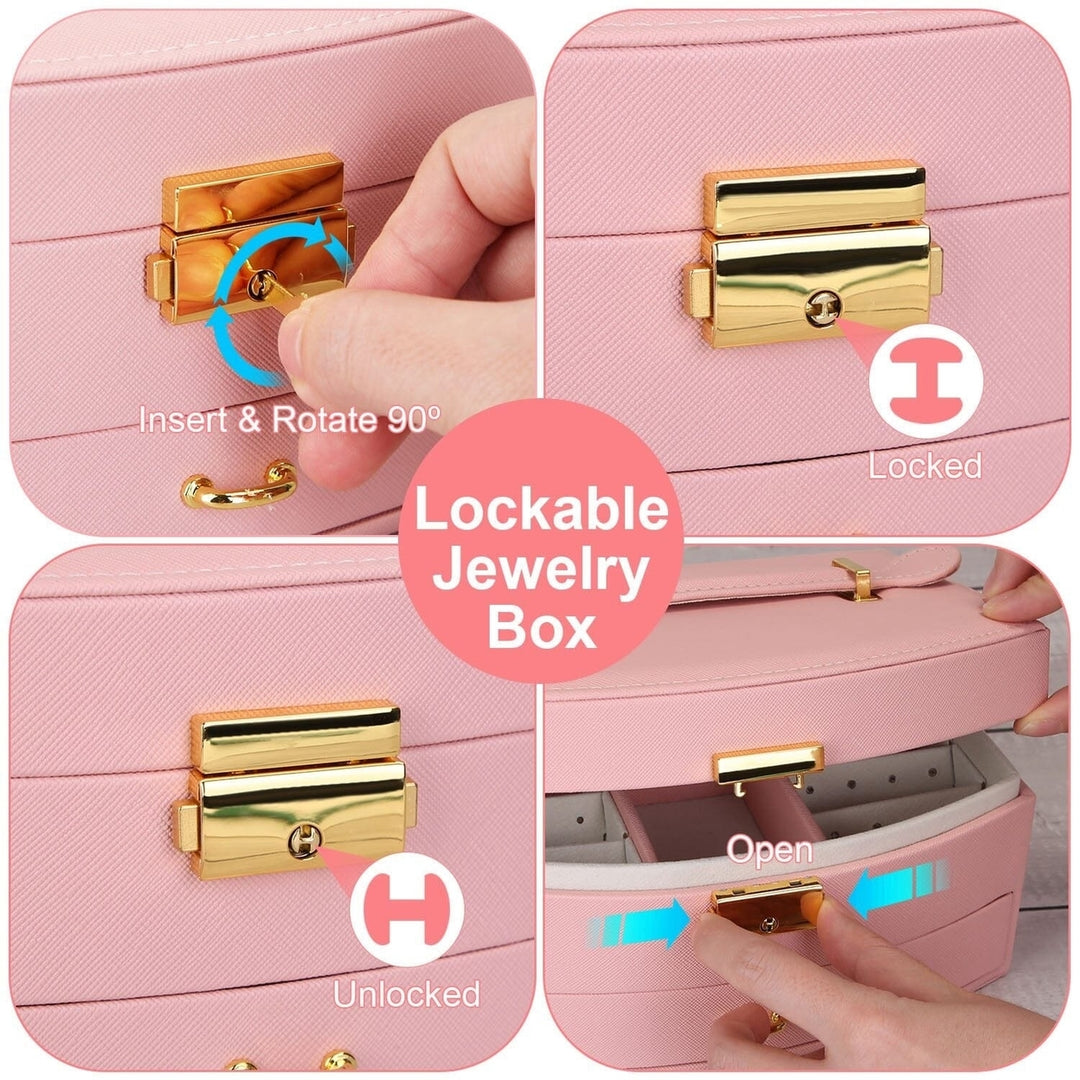 2-Layer Lockable Leather Jewelry Box Image 10