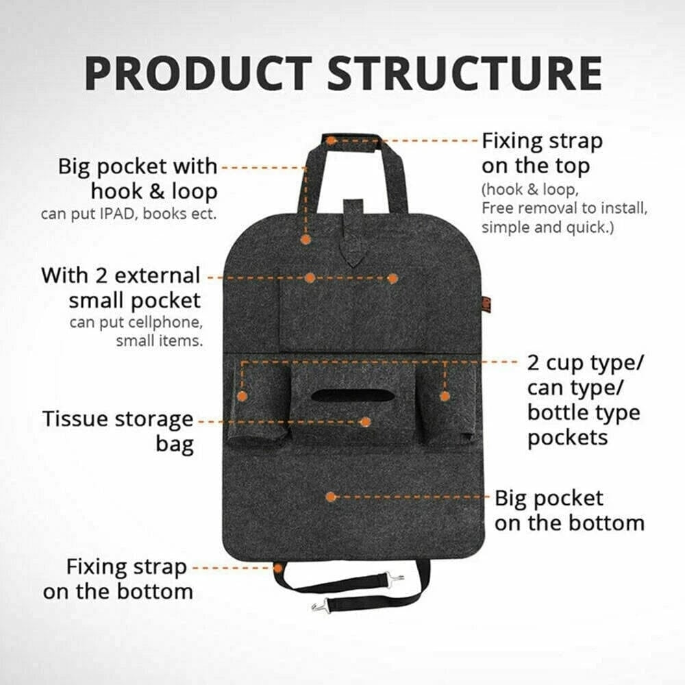 2-Pack: Car Seat Back Storage Bag Multifunctional Adjustable Backseat Storage Bag Image 10