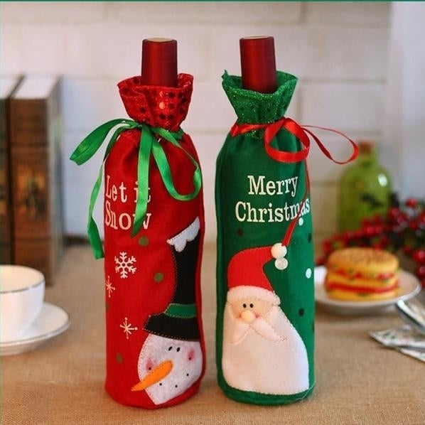 2-Pack: Christmas Decorations Red Wine Bag Image 1