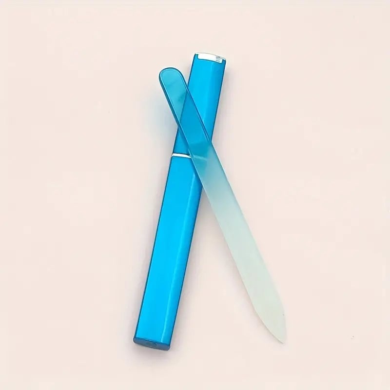 2-Pack: Double-Sided Etched Fingernail Glass Nail File with Case Image 1