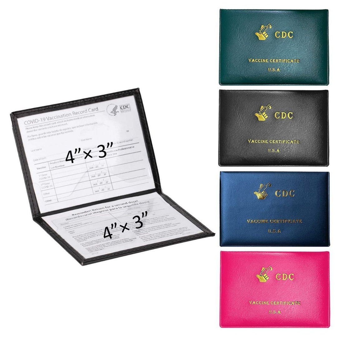 2-Pack: Faux Leather CDC Vaccination Card Immunization Record Protector Holder Image 1