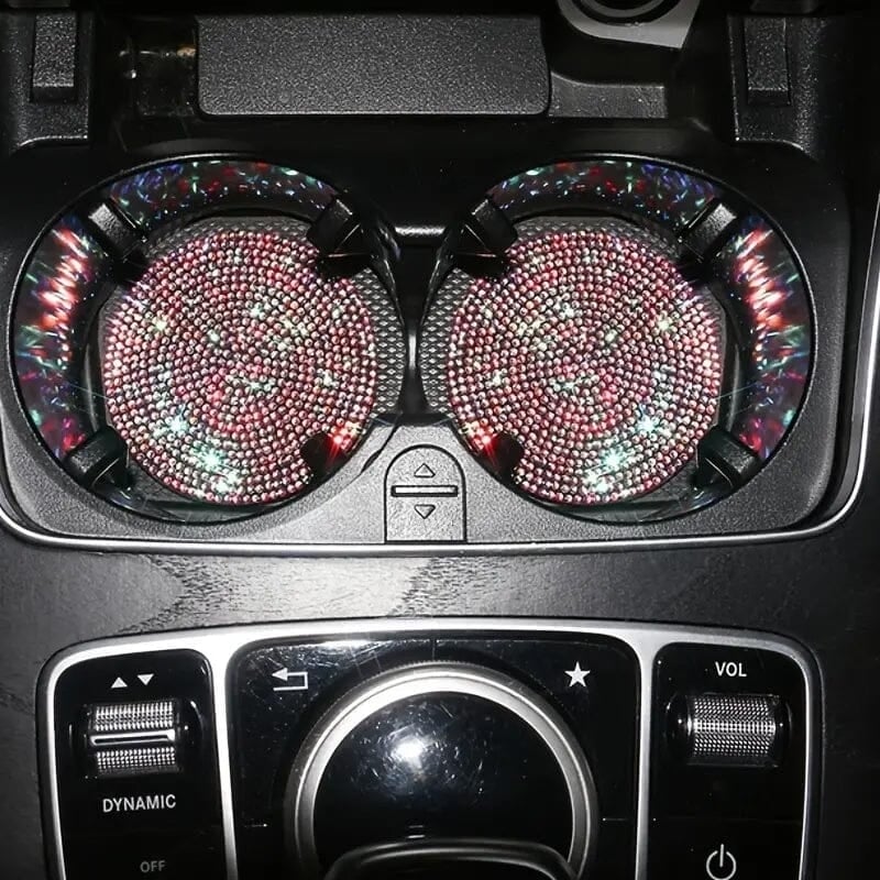 2-Pack: Shimmering Diamond Car Cup Mats Image 3