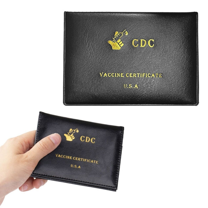 2-Pack: Faux Leather CDC Vaccination Card Immunization Record Protector Holder Image 2