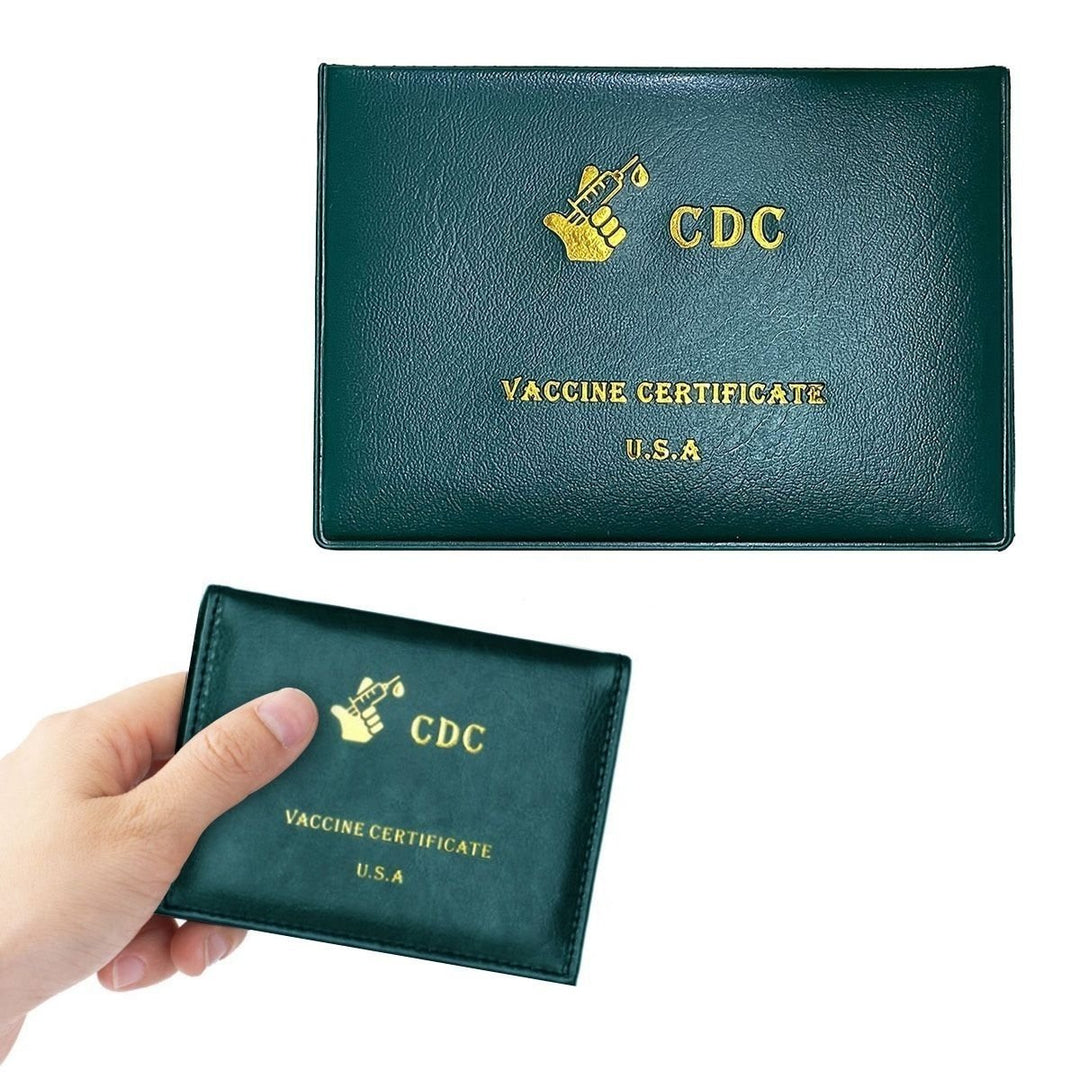 2-Pack: Faux Leather CDC Vaccination Card Immunization Record Protector Holder Image 4