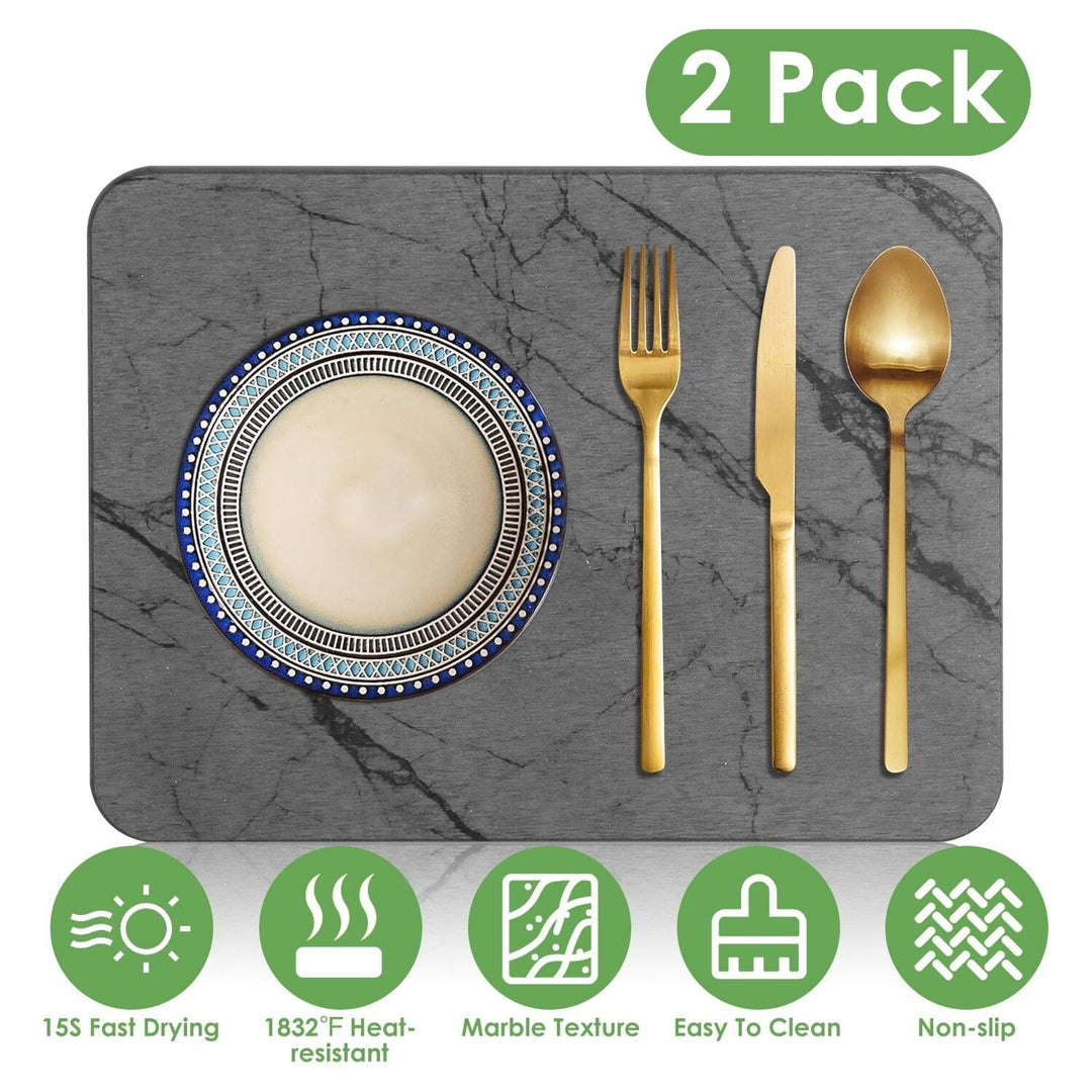 2-Pack: Stone Dish Drying Mat Silicone Diatomaceous Earth Mat Image 4