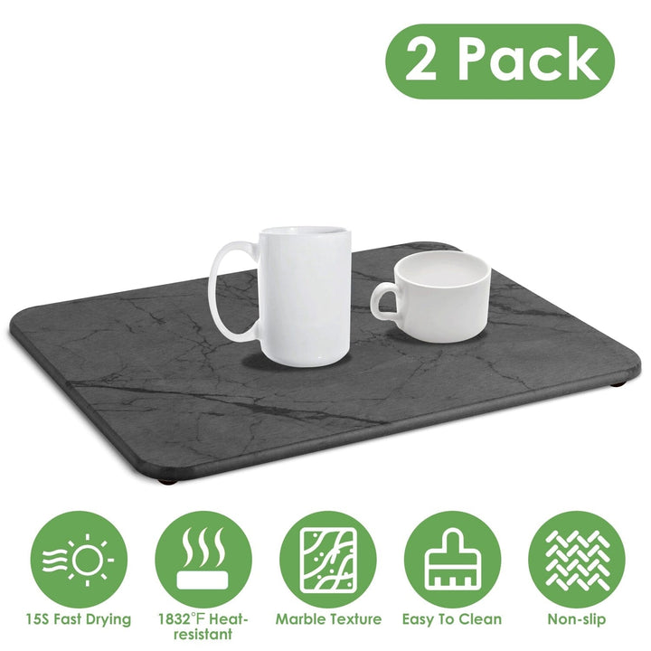 2-Pack: Stone Dish Drying Mat Silicone Diatomaceous Earth Mat Image 6