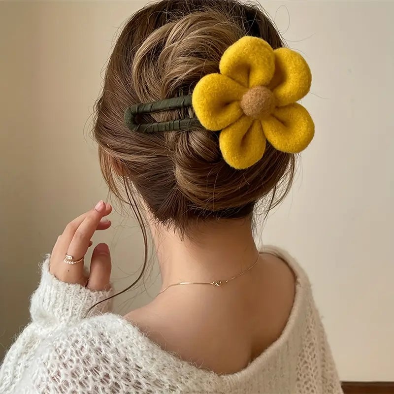 2-Pack: Gorgeous Plush Flower Hairpin Image 1