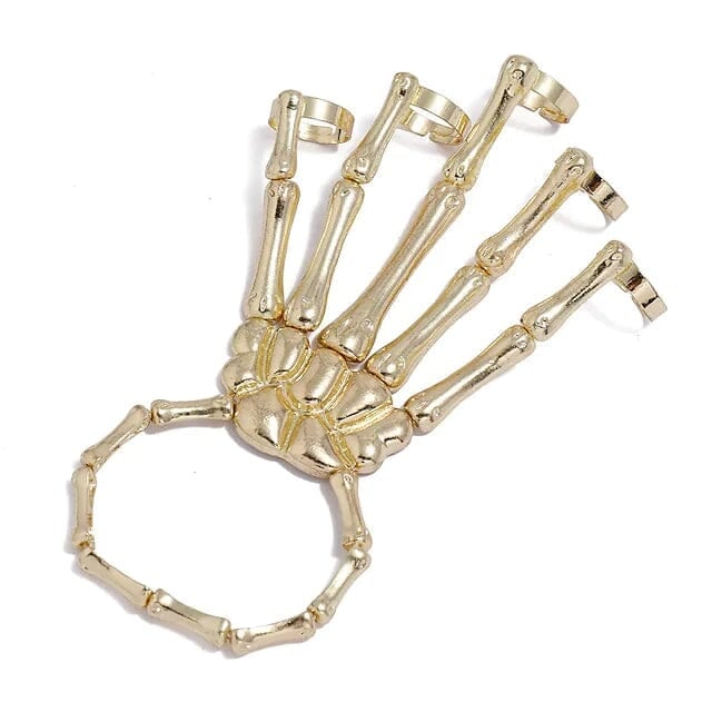 2-Pack: Gothic Bone Bracelet with Ring Image 4