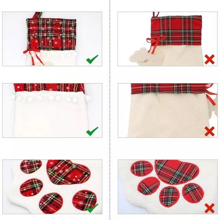 2-Pack: Plaid Christmas Pet Dog Cat Paw Hanging Stocking Socks Image 4