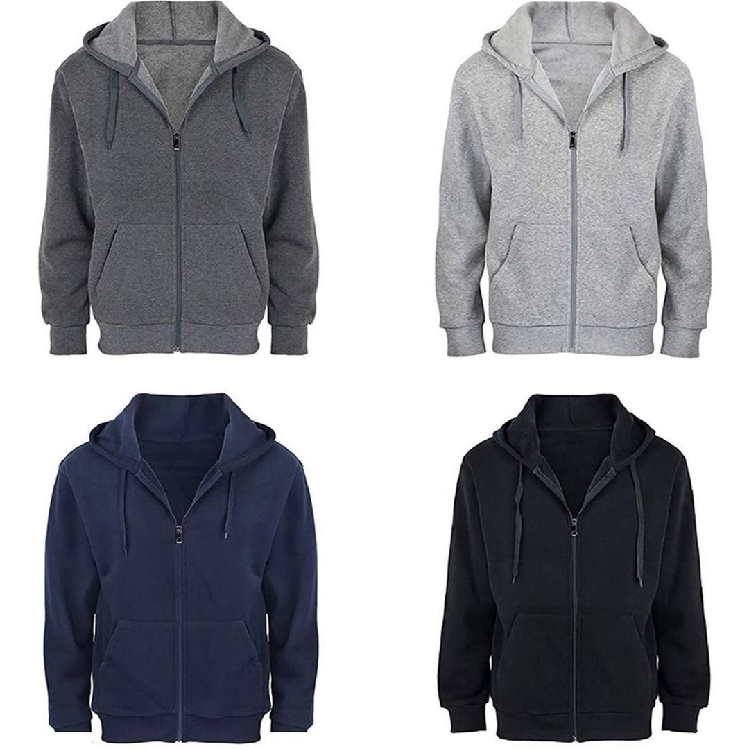 2-Pack: Mens Fleece Cotton Blend Full-Zip Hoodie Image 1