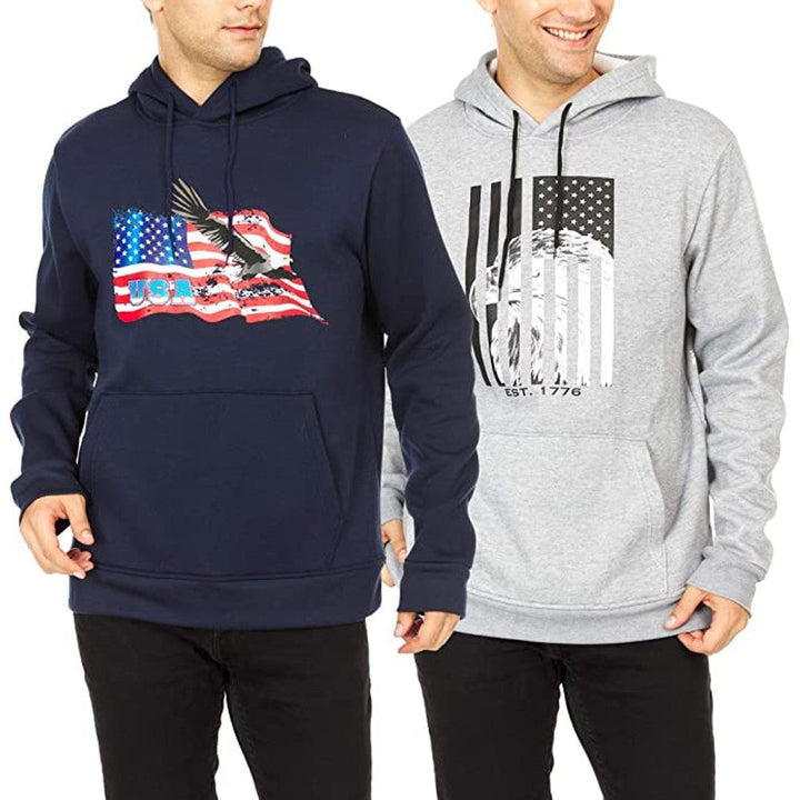 2-Pack: Mens Fleece-Lined Pullover Hoodies Image 1